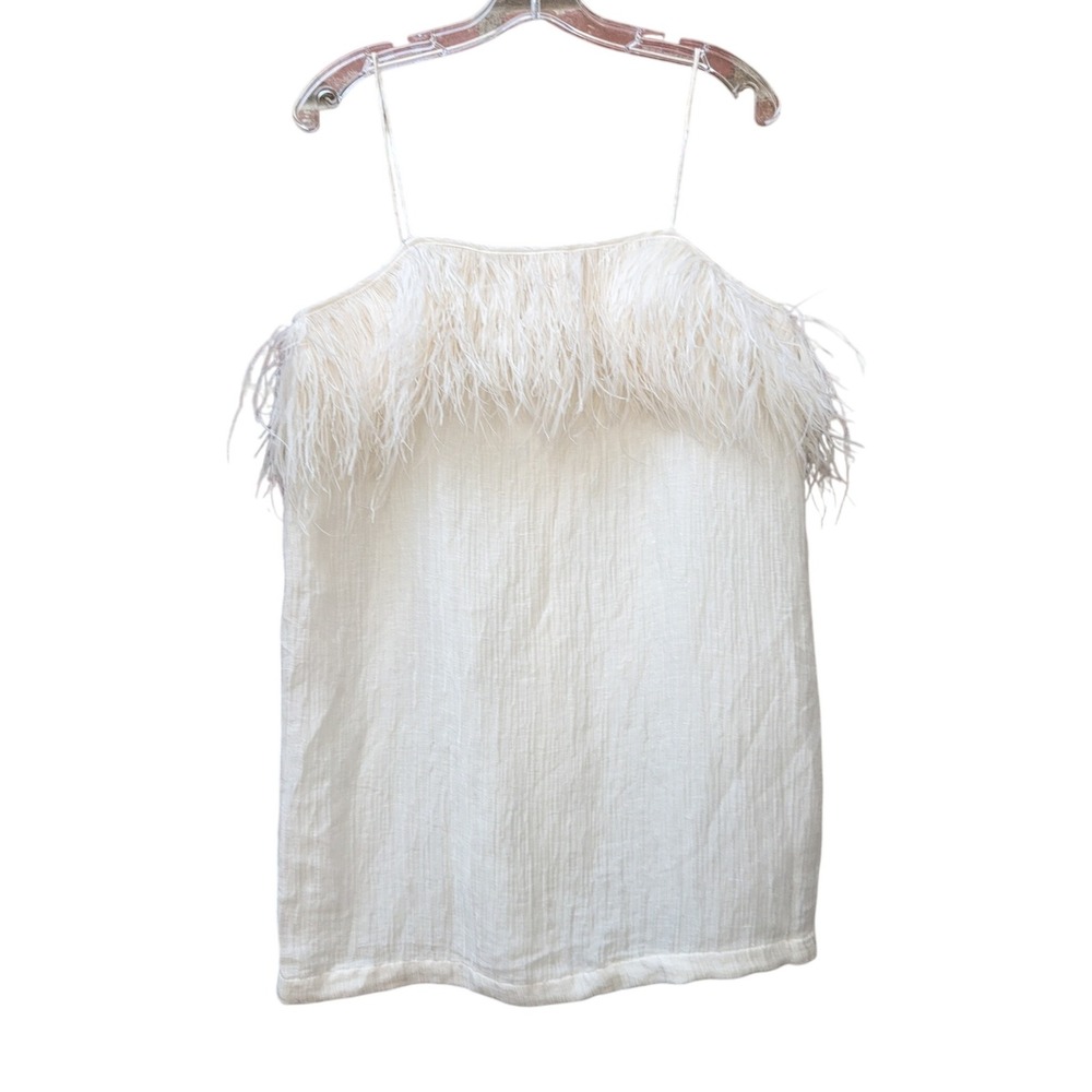 Aje Pellew Feather Mini Dress AU 10 / US 6 Ivory Ostrich Trim Button‎ Back READ
